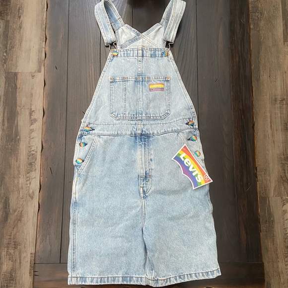 Levi's Pride Liberation Overall blue jean denim Shorts rainbow XL New  iuu.org.tr